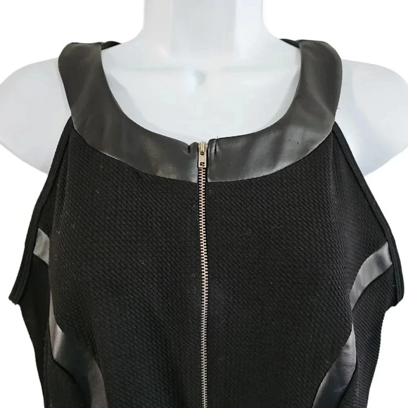Ashley Stewart Women 16 Top Black Faux Leather Zip Peplum Statement Archival Y2K - Picture 3 of 7
